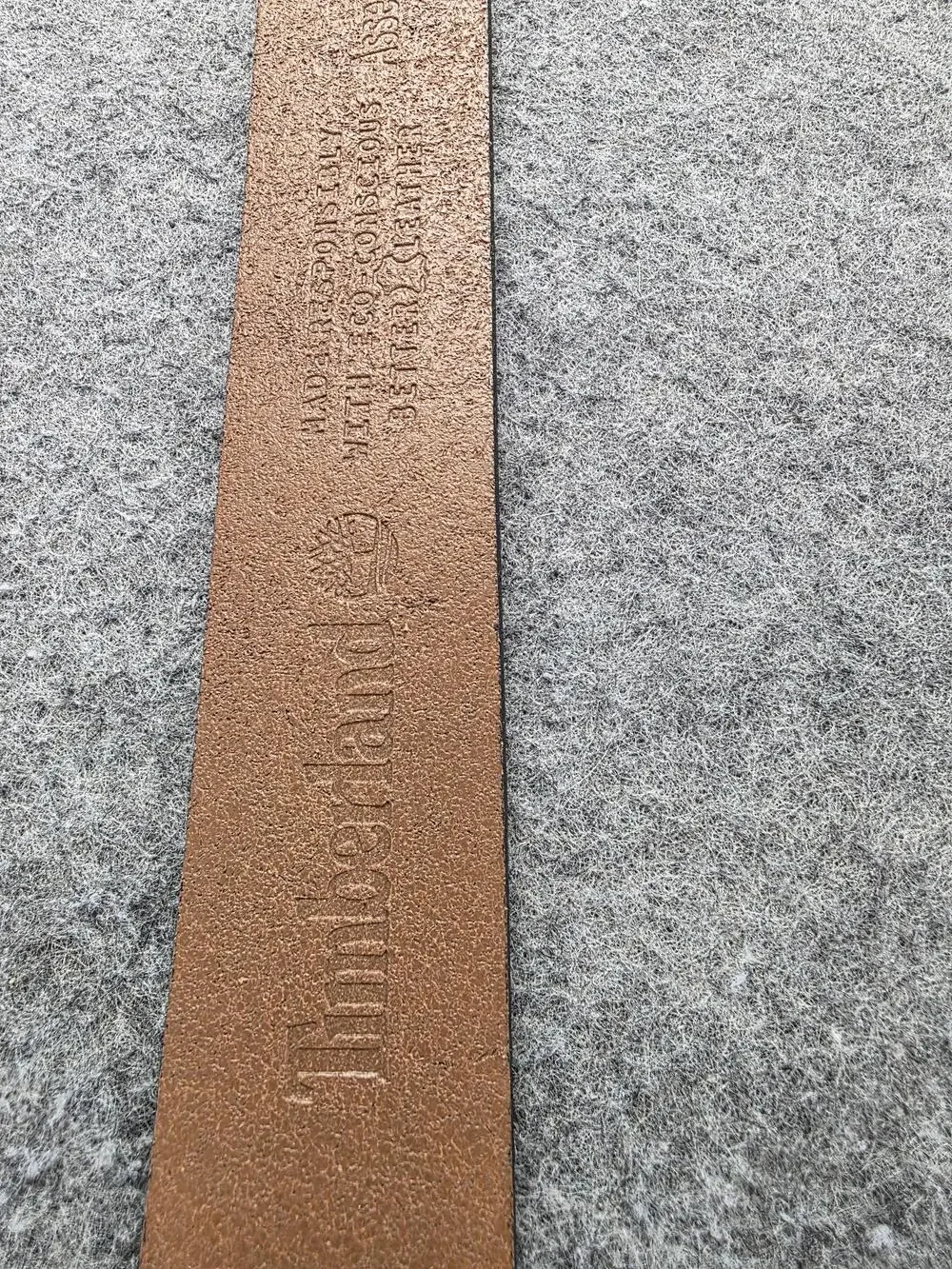 Timberland Belt Mens 32 Brown Leather Work Belt Assembled In USA Logo Buckle
